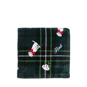 Victoria's Secret Pink Cozy Fleece Sherpa Logo Blanket Holiday Puppy Bow 60x50